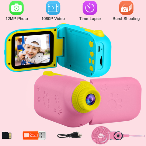 Prograce 12MP enfants caméra vidéo jouet enfants appareil Photo numérique pour fille cadeau jouet caméscope jouets numériques enfant enfant caméra ► Photo 1/6