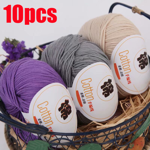 Fils à tricoter à la main 100% coton doux et peignés, Crochet 500g, fils organiques colorés, 10 pièces ► Photo 1/6