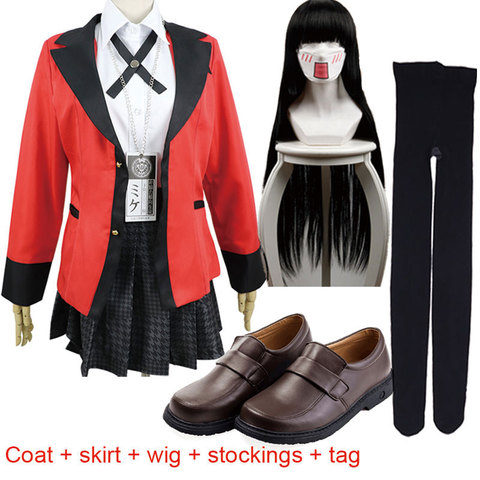 Carnaval Kakegurui Jabami Yumeko Yomoduki Runa Cosplay déguisement pour femmes manteau perruque chaussures déguisement d'halloween pour les femmes carnaval ► Photo 1/6