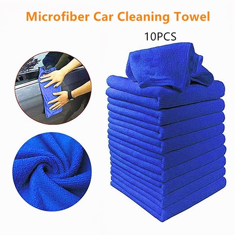 10 pièces/ensemble microfibre voiture nettoyage serviettes ménage nettoyage petite serviette pare-brise tissu Automobile lavage serviettes en verre ► Photo 1/6