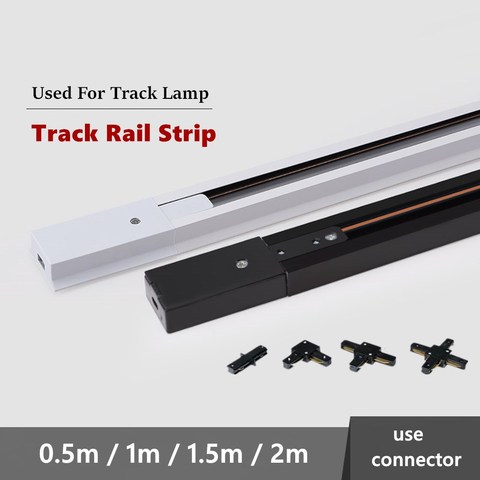 Led piste Spot éclairage Rail piste bande 0.5m 1m blanc noir 2 fil piste 2 PCS/lot Rail bande connecteur pour Guide de lumière sur Rail ► Photo 1/6