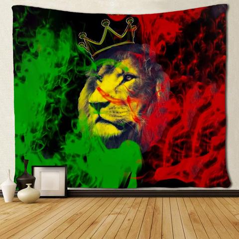 Tenture murale drapeau Lion Rasta Reggae avec couronne roi, tapisserie murale ► Photo 1/2