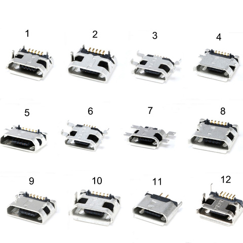 Micro USB de chargement 5 broches femelle, 12 modèles, connecteur Micro USB pour téléphone portable, MP3 4/5 et Huawei, pour autres tablettes ► Photo 1/1