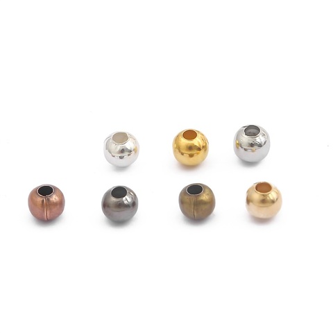 Perles rondes en métal, couleur or, cuivre, laiton et argent, pour la fabrication de bijoux ► Photo 1/6