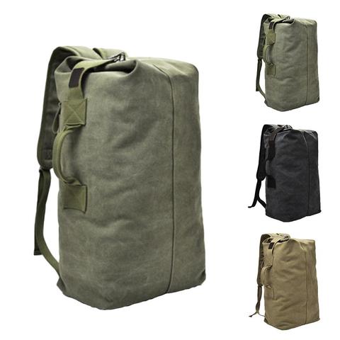 Mode voyage en plein air bagages armée sac Portable hommes couleur unie toile sac à dos grande capacité Sport sac à dos multifonction hommes ► Photo 1/6