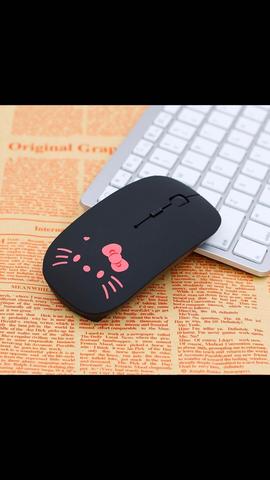 Souris d'ordinateur Ultra fine, 1600DPI, sans fil, rose, design cartoon, USB, pour filles ► Photo 1/1