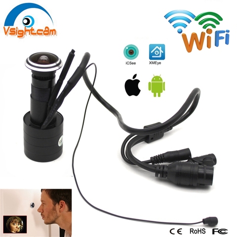 Audio maison sécurité porte oeil trou Wifi judas IP caméra 1080P 1.78mm Fisheye grand ange lentille CCTV réseau Mini Web HD caméra ► Photo 1/6