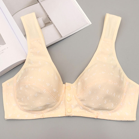 Soutien-gorge en coton pour personnes âgées et d'âge moyen, de couleur unie, grande taille, sans anneau en acier, sous-vêtements à boutons avant, nouvelle collection ► Photo 1/6