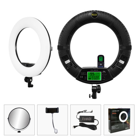 Yidoblo – éclairage Ring Light bicolore LED FE-480II, 96W, 480, variable, lampe vidéo LCD, éclairage + 2m debout + sac à main ► Photo 1/6