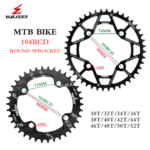 WUZEI – plateaux ronds 104BCD, 30T 32T 34T 36T 38T 40T 42T 44T 46T 48T 50T 52T, pièces de bicyclette, vtt ► Photo 1/6