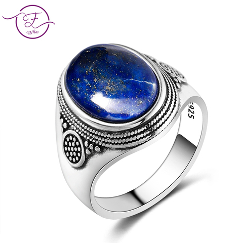 Bague de mariage en Lapis Lazuli pour femmes, breloque Noble, 100% argent 925, 10x14MM, cadeau d'anniversaire ► Photo 1/6