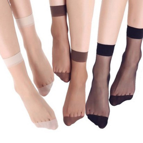 Chaussettes courtes pour filles, 10 paires, Sox à la cheville, chaussettes pour femmes, cristal fin, transparentes, en soie ► Photo 1/6