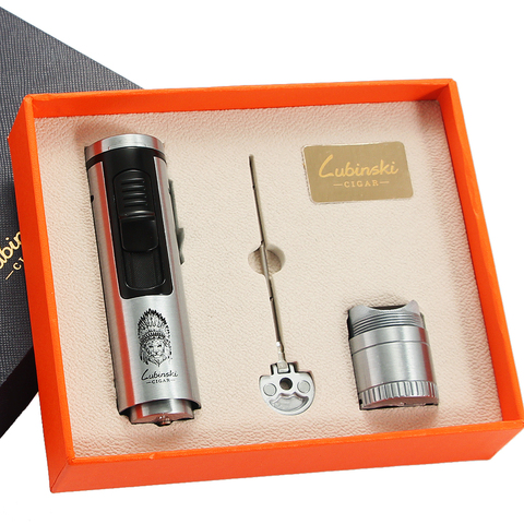 LUBINSKI-torche briquet cigare au gaz Butane, accessoire pour fumer avec support, aiguille ► Photo 1/6