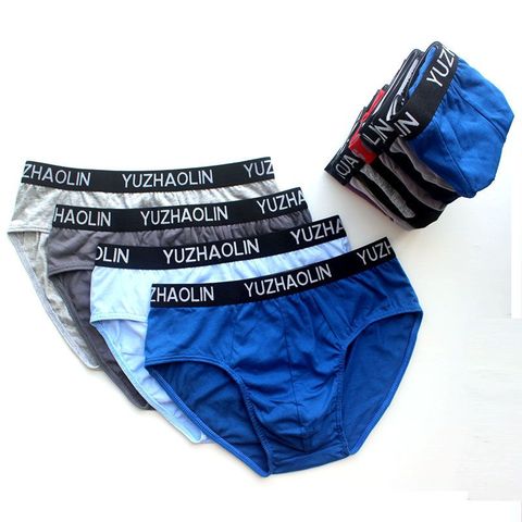 Slips ados coton sous-vêtements hommes coton taille moyenne slips mode ample garçons shorts 3/pcs ► Photo 1/4