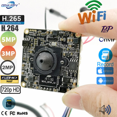 Camhi, Module de caméra Audio sans fil, fente carte SD, 720P 960P 1080P, 2mp 3mp 5mp Hd Onvif P2P, taille 38x38mm, Hi3518E et HI3516E ► Photo 1/6