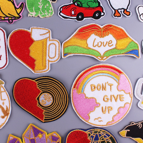 Fer sur amour patchs gays pour vêtements arc-en-ciel bricolage patchs de broderie pour vêtements bande dessinée Patch rayure pour T-shirt Badges rayure ► Photo 1/1