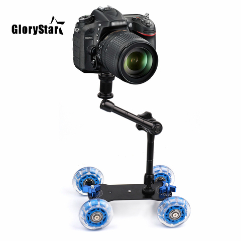 Schreibtisch chariot + 11 ''bras magique de table Mobile roulant vidéo Rail patineur pour DSLR caméra curseur piste Dolly voiture et bras magique ► Photo 1/6