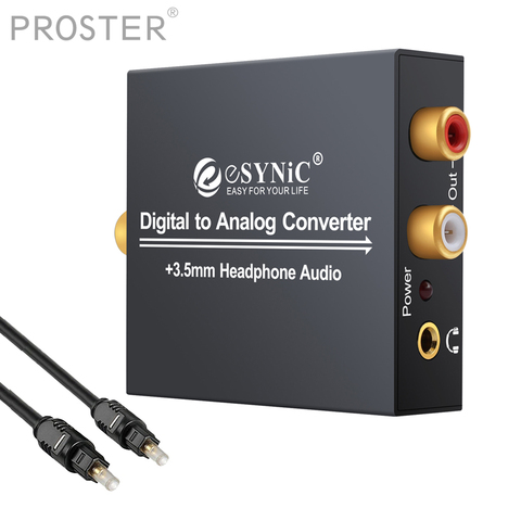 Convertisseur Audio analogique-numérique Esynic 3.5mm DAC Audio numérique Coaxial optique vers analogique R/L adaptateur prise RCA 3.5mm ► Photo 1/6