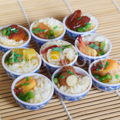 2 pièces 1:6 Miniature maison de poupée bol riz Mini Cuisine chinoise prétendre nourriture pour 1/6 Blyth BJD poupée Cuisine décor accessoires jouets ► Photo 1/6