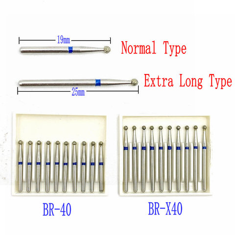 10 pièces/paquet fraises diamantées dentaires Extra longues FG Dia-fraises 1.6mm tige pour pièces à main à grande vitesse fraises outils de dentiste ► Photo 1/6