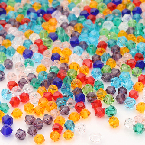 ZHUBI – perles d'espacement en Bicone tchèque, couleurs mélangées, 2/3/4/6mm, perles à facettes en verre de cristal AAA, bricolage pour la fabrication de bijoux de mariage ► Photo 1/1