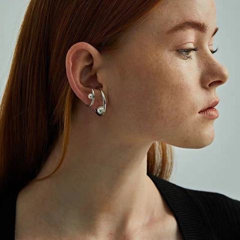 Ffacell – boucles d'oreilles à Clip avec perles pour femme, grande taille, couleur or, sans Piercing, bijoux, nouveauté 2022 ► Photo 1/6