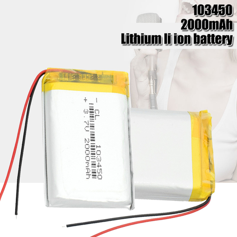 Lipo – batterie rechargeable au lithium, 103450 V, 3.7 MAH, pour MP3, navigateur GPS, enregistreur DVD, casque, appareil photo, livre électronique, 2000 ► Photo 1/6