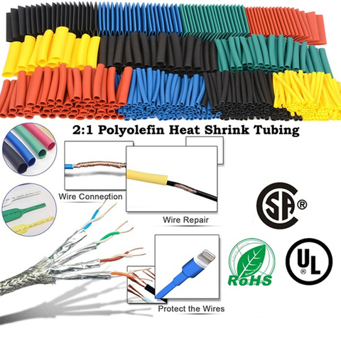 164 pièces thermorésistant tube thermorétractable emballage kit, termoretractil rétrécissement tube assortiment fil câble isolation gaine ► Photo 1/6