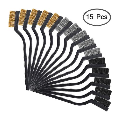 12/15 pièces fil brosse ensemble en acier inoxydable métal laiton Nylon nettoyage polissage rouille brosse métal nettoyage brosse outil ► Photo 1/6