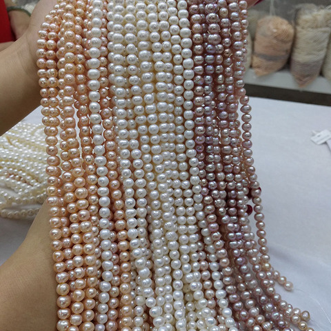 Perles d'eau douce naturelles de haute qualité, 36cm, amples, pour bricolage, collier, Bracelet, bijoux, 3 couleurs ► Photo 1/6