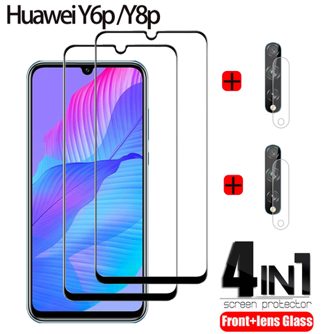 4 pièces verre trempé pour Huawei Y6p glass huawei  Y8P verre trempé y 6 p protecteur d'écran pour Huawei-Y6P Y8P Film d'objectif de caméra huawei y6 p glass huawei y8p verre trempe ► Photo 1/6