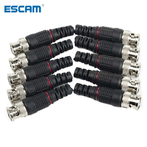 Connecteur BNC mâle pour caméra de vidéosurveillance, 10 pièces, sans soudure, adaptateur vidéo à Angle droit, pour système de sécurité ► Photo 1/3