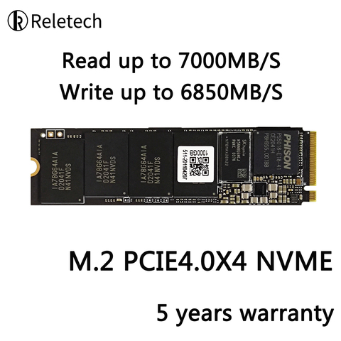 Reetech – disque dur interne ssd, capacité de 1 to, 2 to, PCIE 4. 0x4 PHISON E18, M.2, lecture jusqu'à 7000 mo/s, 3D, NAND, 2280 ► Photo 1/6