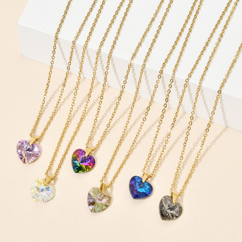ZMZY – collier avec pendentif en forme de cœur en acier inoxydable, bijou de luxe classique, couleur or, clavicule, cadeau pour femmes ► Photo 1/6
