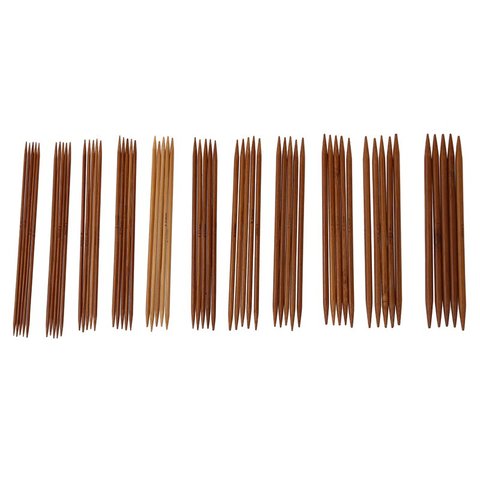 5 ensembles de 11 tailles 5 ''(13cm) Double pointu carbonisé bambou Kits de tricotage aiguilles ensemble (2.0mm - 5.0mm) Promotion ► Photo 1/5