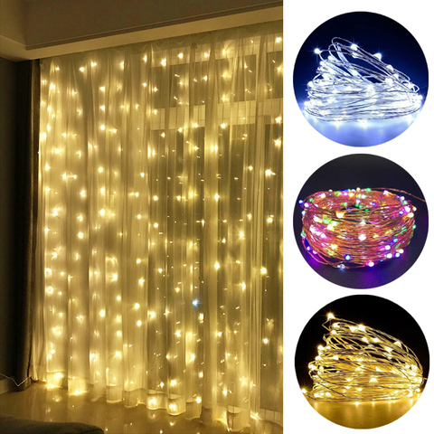 Jeu de lumière clignotant LED USB fil de cuivre étoilé chaîne lumière bande lampe vacances éclairage salle de mariage décoration de fête de noël ► Photo 1/6