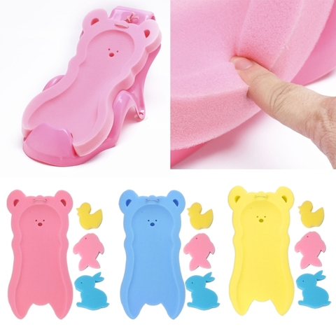 Bébé bain bébé support de bain anti-dérapant lit infantile douche éponge coussin dessin animé tapis de bain nouveau-né bébé douche filets coussin de bain ► Photo 1/3