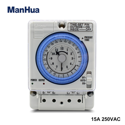 ManHua TB35N 100-240V 15A Din Rail chauffe-eau Programmable minuterie commutateur contrôleur de temps mécanique minuterie commutateur ► Photo 1/6