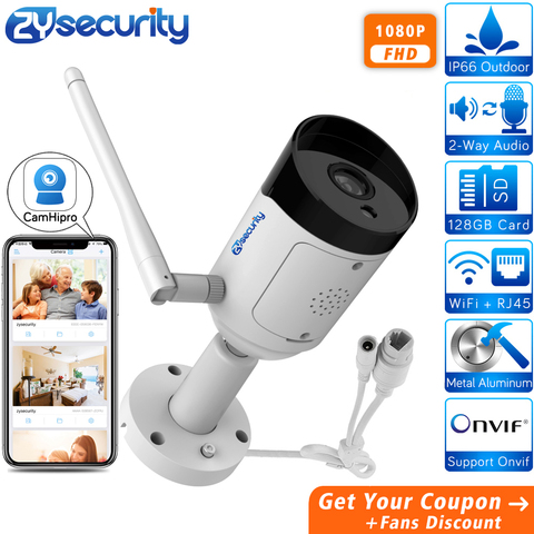 Caméra de Surveillance extérieure IP Wifi Bullet 1080p, avec carte Onvif SD, Audio bidirectionnel, alarme, Vision nocturne, Camhipro ► Photo 1/6