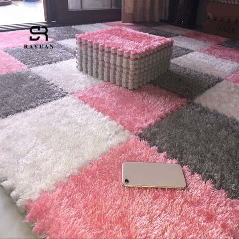 RAYUAN tapis de bricolage en mousse EVA | Une pièce, 30x30CM, tapis de Puzzle, poils longs, Shaggy, tapis en peluche souple, tapis de jeu pour enfants ► Photo 1/6