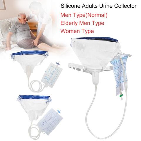 Urinoir en Silicone pour adulte, collecteur d'urine, hypoallergénique, avec cathéter d'urine, sacs pour hommes et femmes plus âgés, toilettes pour hommes et femmes, 2000ml ► Photo 1/6