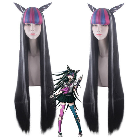 Perruques de Cosplay synthétiques de 100cm de Long, cheveux Danganronpa Dangan Ronpa Mioda Ibuki résistants à la chaleur + bonnet de perruque ► Photo 1/6