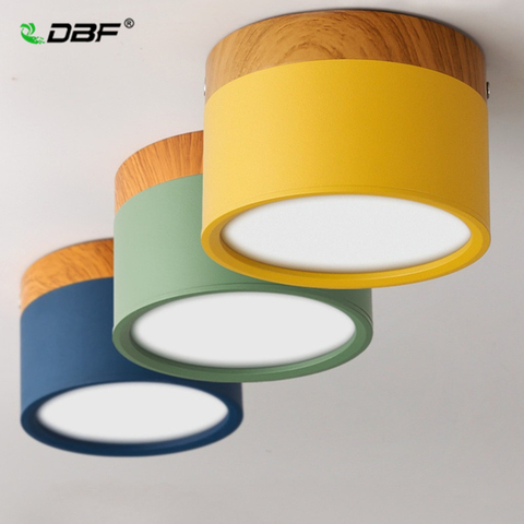 DBF – Spot lumineux LED en fer et bois pour le plafond, luminaire décoratif d'intérieur, montage en Surface, idéal pour un salon ou une cuisine, 5/12W, ac 110/220V ► Photo 1/6