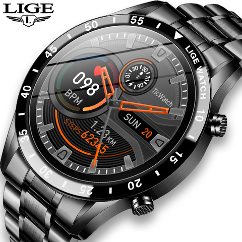 LIGE 2022 nouvelle montre intelligente hommes plein écran tactile sport Fitness montre IP68 étanche Bluetooth pour Android ios smartwatch hommes ► Photo 1/6