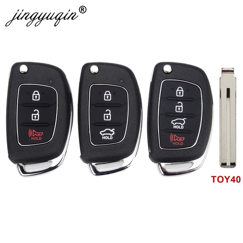 Jingyuqin – coque de clé télécommande pliable à 3/4 boutons, pour Hyundai HB20 SANTA FE IX35 IX45 Accent I40 TOY40 ► Photo 1/6