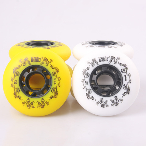 Roues de patins à roulettes 90A, durables, couleur jaune, 72, 76, 80 Mm, 8 pièces ► Photo 1/6