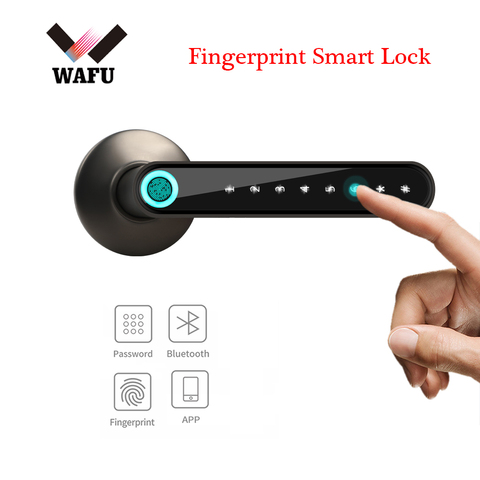 WAFU 016 serrure intelligente par empreinte digitale, mot de passe Bluetooth poignée de verrouillage de porte poignée de verrouillage par empreinte digitale déverrouillage de l'application mot de passe d'entrée sans clé ► Photo 1/6