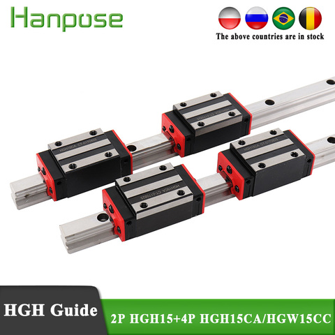 2 pièces HGH15 guide avec 4 pièces de bloc linéaire HGH15CA ou HGW15CC nouveau HIWIN linéaire guide rail chariot HGH15 CNC pièces ► Photo 1/6