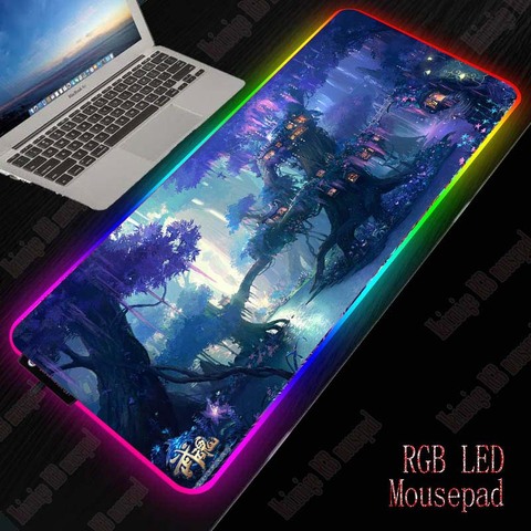 XGZ fantaisie arbre forêt tapis de souris grand ordinateur tapis de souris grand souris de jeu LED tapis nuit rvb USB filaire éclairage pour CSGO Dota ► Photo 1/6