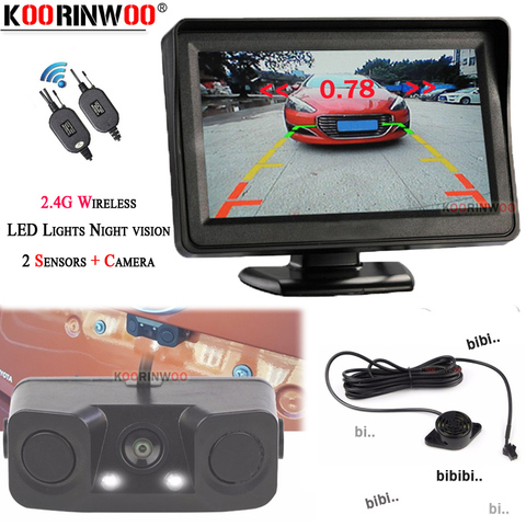 Koorinwoo – moniteur numérique sans fil LCD pour voiture, caméra de recul réversible, capteur de stationnement Parkmaster, système de détection à 2 alertes ► Photo 1/6